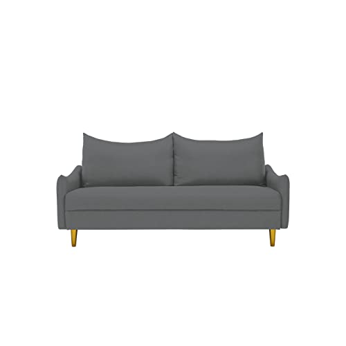 Koihome Polyester Loveseat Curved Arms, Sleeper Two Pillows, Modern Couch With Tapered Metal Legs, Upholstered 2-Seater Sofa For Living, Bedroom,Office,Waiting Room, Light Drey #TOP3