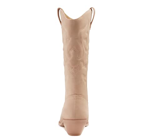 Image of Soda Women's Mug Round Toe Faux Suede Stacked Heel Western Ankle Bootie