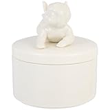 KOCKSHION Caja de Almacenamiento Organizador Elegante para Joyas de Cerámica Color Blanco con Forma de Ángel y Resistente a Manchas, Ideal para Uso Doméstico