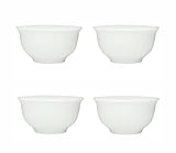 ZHCHSH Chinese Gongfu Tea Tasting Cup Set of 4, White Porcelain Teacups for Ceremony Traditional Mini Bowl, 1.6oz Capacity