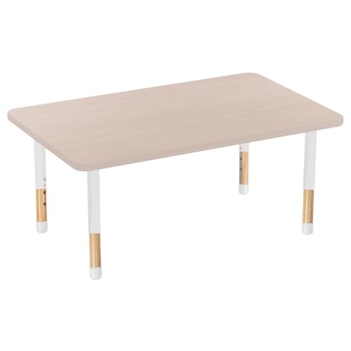 Image of 30 inch x 48 inch Rectangle Kids Classroom Table with Adjustable Chunky Wood Legs
