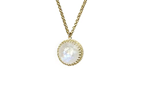 Collier long cristal et pendentif rond en pierre de lune pour sublimer vos tenues bohèmes