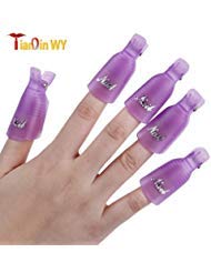 TQWY 10pcs Plastic Acrylic Nail Art Soak Off Clip Cap Uv Gel Polish Remover Wrap Easy to Use Nail Tool (purple)