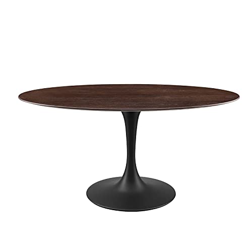 Dining Table, Oval, Wood, Black Dark Brown, Modern Contemporary, Cafe