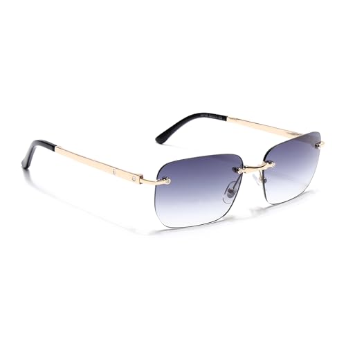 Image of Voyage Rimless Polarized Sunglasses for Men & Women (Black Lens | Black Frame - MG7601)