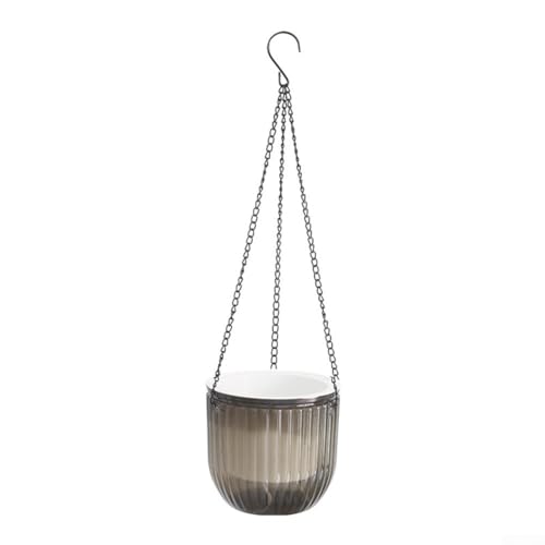 Pumixiy Maceta de PET transparente con nivel de agua visible y algodón, diseñada para jardinería de bajo mantenimiento, maceta interior ventilada, gris, kit (grande)