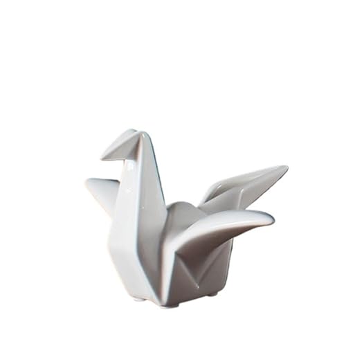 TSKIQQLQ Statuetta da collezione Statua di statuetta gru in ceramica origami a forma realizzata a mano for la decorazione domestica Decorazione per appartamenti(S)