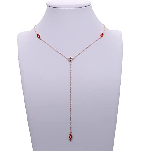 Collier Evil Eye en argent 925, bijou bohème lariat raffiné