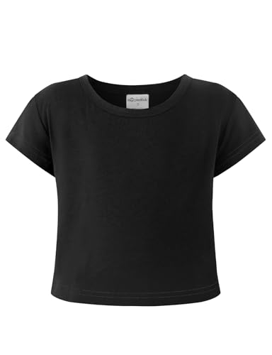 Image of Noomelfish Girls Short Sleeve Crop Tops Kids Summer Dance Cropped T-Shirts (5-14 Years)