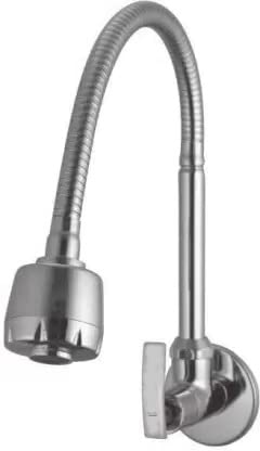 SPAZIO Pulse Flexo Sink Cock/Sink Faucet with Swivel Shower Spout - Flxo Play with 360 Degree Revolving Hose, Dual Flow Type Hot/Cold Water Tap with Wall Flange Bib Tap Faucet