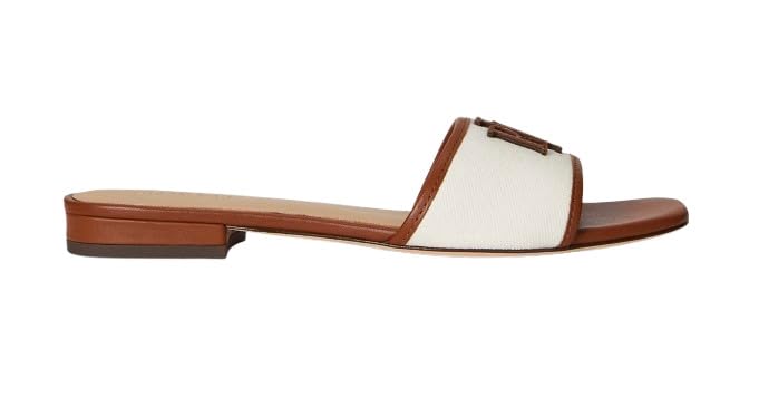 Lauren Ralph Lauren Sandalo ciabatta Everley in tela e pelle marrone DS26RL03 802P04395003