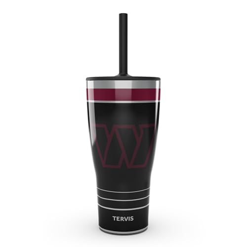 Tervis Traveler NFL Washington Commanders - Night Game Triple Walled Insulated Tumbler Travel Cup Keeps Drinks Cold & Hot, 30oz with Straw Lid, Stainless Steel