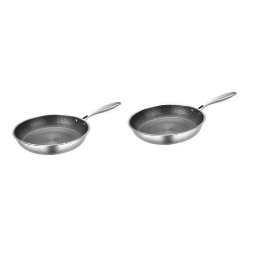Ciieeo 2 Piezas Sartén para tortillas de acero inoxidable. frito preguntarse Horno fideos sartenes sartén antiadherente colador utensilios de cocina sartén todos los días wok chino Silver