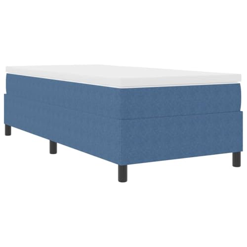 mtlskopl Lit à sommier tapissier, bleu et blanc, 90 x 200 cm, en tissu côtelé, design moderne, avec matelas intégré et surmatelas, robuste et durable,...