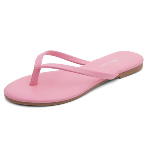 Image of Shoe Land Thong Flip Flops for Women, Memory Foam Flat Sandals, Lightweight Summer Slides, Non Slip Comfort Sandals for Beach, Travel and Everyday Wear