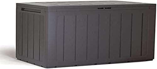 Prosperplast ZA1215 Garden Chest 190 Litres Woodebox Plastic in Anthracite 78 x 43.3 x 55 cm, Small