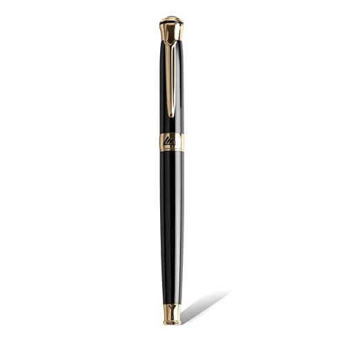 BaoFufc Pluma estilográfica de metal con punta F y amortiguador lleno de pistón con bolígrafo de regalo para estuche, pluma de caligrafía para negocios, mujeres y hombres, juego de pluma