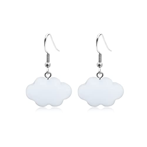 Cute White Cloud Earrings For Women Girls Jewelry Resin Cartoon Earrings With Stainless Steel Fish Hook Hypoallergenic Earrings For Girls Gifts (White Cloud) #TOP5