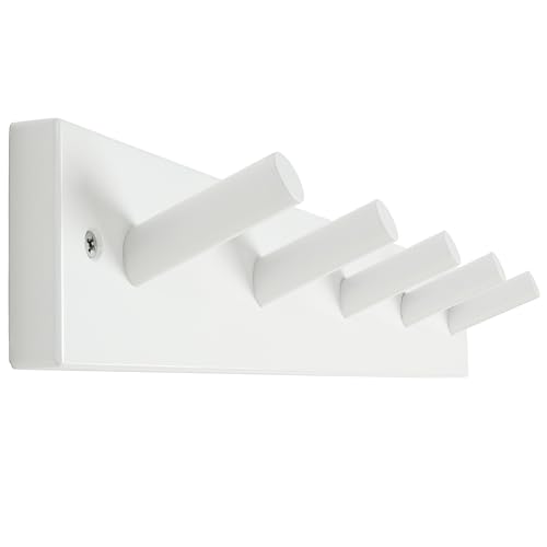SKOLOO Wooden Wall Mounted Coat Rack,16'' Hole to Hole, 5 Pegs Ba...