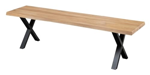 vito Sitzbank - Eiche massiv geölt - X-Gestell - 160 x 40 cm