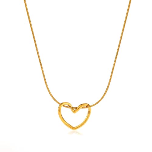18K Gold Plated Heart Pendant Necklace for Women & Girls - Delica...