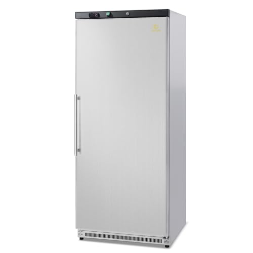 KOOLOTS Commercial Reach-In Upright Freezer 20.5 Cu.Ft, 31' Stainless Steel Single Door Freezer with Lock, Energy-Efficient, Manual Defrost, ETL NSF DOE Certified for Restaurant Garage Home