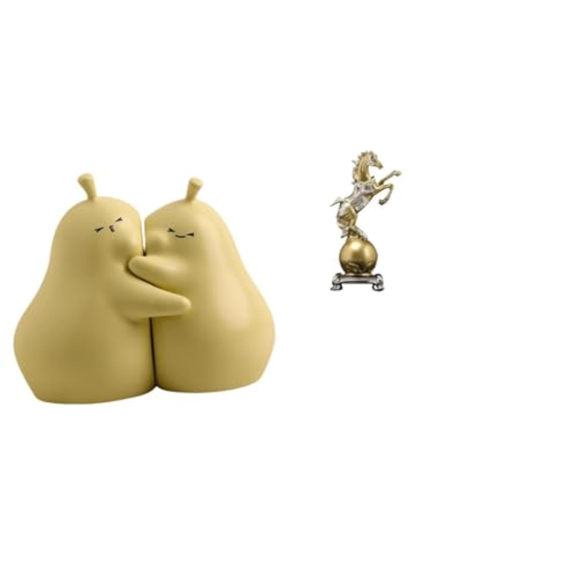 Ceramic Bookend Pear Stand with Horse Statue, Decorative Ornament