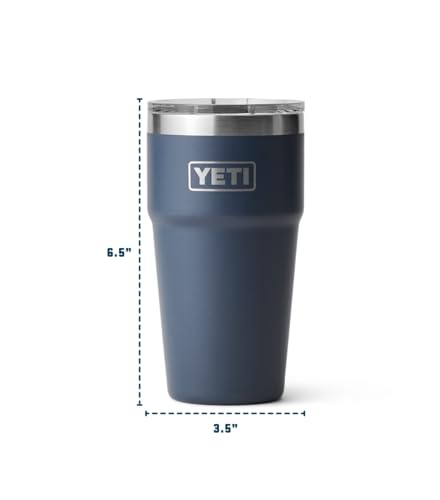 YETI Rambler Cup, Vacuum Insulated Stainless Steel Stackable Cup with Magslider Lid, Black, 20 oz (591 ml)