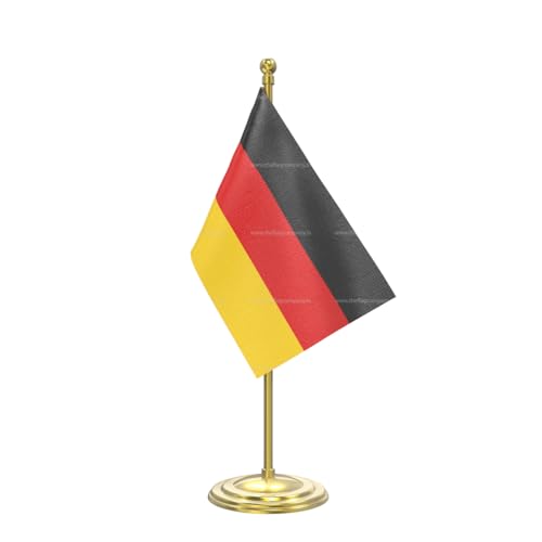 Image of The Flag Company Gold Acrylic Pole with Round Base | Desk Flag for Office, Reception & Home Decor (Germany)