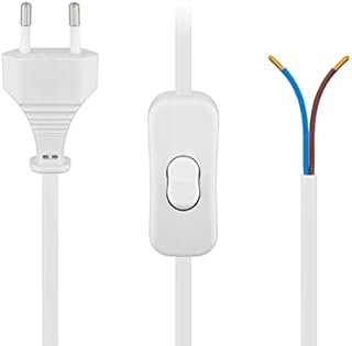 Goobay 51349 kabel euro, wtyczka typu C do konfekcjonowania z przełącznikiem sznurkowym, 2-biegunowy, biały, 1,5 m