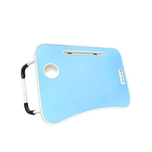 Multipurpose Laptop Table with Dock Stand and Coffee Cup Holder/Study Table/Bed Table/Foldable and Portable/Ergonomic & Rounded Edges/Non-Slip Legs/Engineered Wood (Sky Blue)