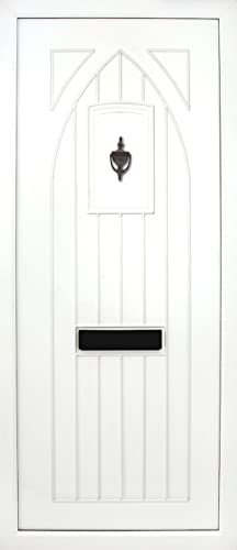 uPVC White Full Door Panel 790mm x 1930mm, Gothic Solid (28mm)