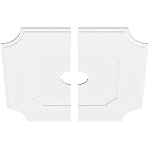 Image of Ekena Millwork CMP34LE2-05000 Locke Architectural Grade PVC Contemporary, Two Piece Urethane Ceiling Medallions 34 inchOD x 5 inchID x 20 1 /4 inchC x 1 inchP