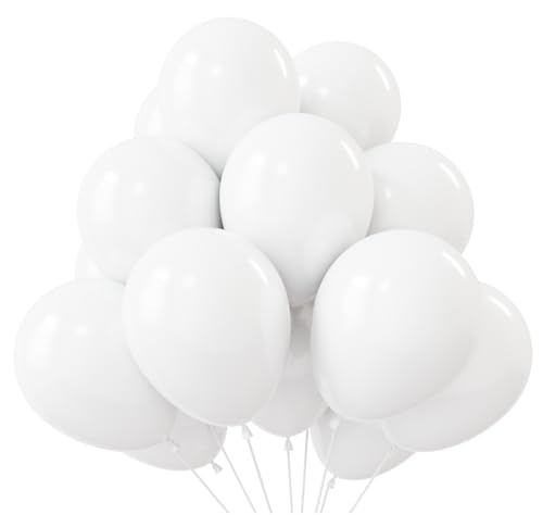 Image of KBZVNAF White Balloons Latex Party Balloons - 50 Pack 12 inch Helium Matte White Balloons for Wedding Graduation Baby Shower Birthday Anniversary Party Decorations