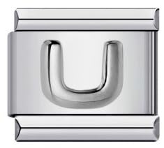 Letra U de plata de 9 mm: abalorio compatible que no pierde brillo