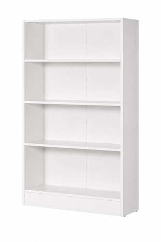 Image of DeckUp Muvo 4-Shelf Engineered Wood Book Shelf and Display Unit (White, Matte Finish)