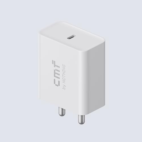 Image of 33W Type C Power Fast Charger Adapter for CMF by Nothing Phone 1, Phone 2a Plus, Phone 2a, Phone 2, CMF Buds, PD 33-watt Power Quick Charging Adaptor for Smartphone, Tablet, CMF 33w Charger, White