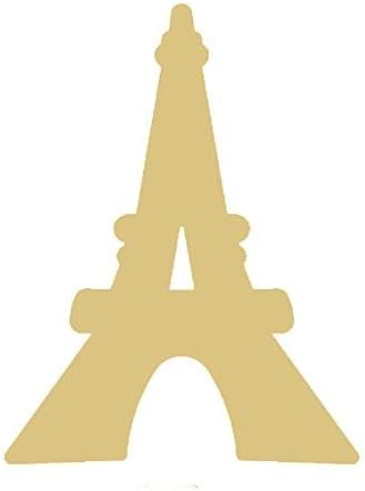 Torre recortado de madera sin terminar decoración de la ciudad para decoración del hogar, París, Francia, Torre Eiffel, lona en forma de MDF estilo 1
