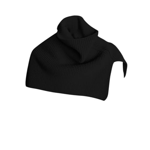 Women's Turtleneck Poncho Cloak Short Style Asymmetric Knitted Solid Color Slit Wrap Shawl Scarf for Holiday Travel - Main Image