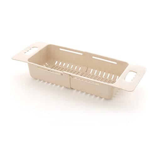 Canasta retráctil para debajo del estante, estante para drenaje de fregadero, rack plástico para utensilios, rack para platos para cocina y baño (Beige) miniatura 1
