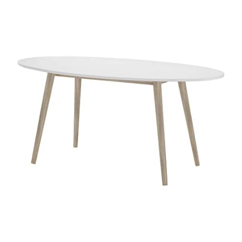 Mapleton Dining Table Oval For 4, Dining Table For 6, White And Oak Effect Dining Table, Dining Table Modern, Oval Shape Dining Table, 1600W x 800D x 750H Cover