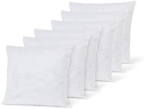 6 pack 18 Inch Square Cushion Inners, Anti-Allergy Insert Pads 45cm x 45cm Pure Hollowfibre Filling- Made In UK (6)
