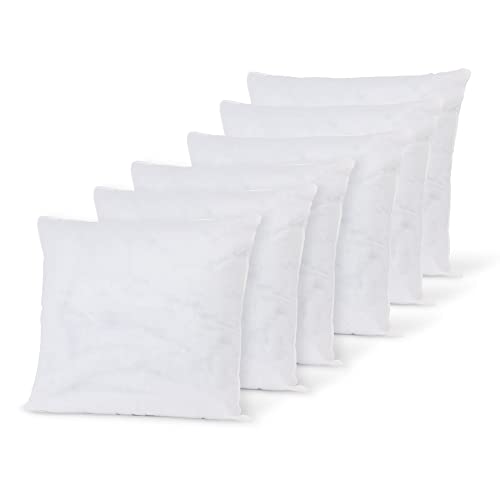 Charlotte Andersen 6 pack 18” Inch Square Cushion Inserts, Anti-Allergy Insert Pads 45cm x 45cm Pure Hollowfibre Filling- Made In UK
