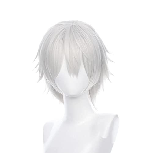 Gairyan Grey wig Short Straight Grey Unisex Anime Cosplay for Women/Men Curly Fluffy Fancy Dress Halloween Costume with Free Cap - Image 2