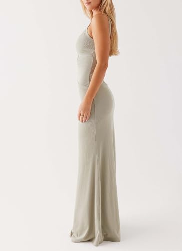 Image of Yiulangde Womens Elegant Spaghetti Strap Maxi Dress Backless Cut Out Bodycon Summer Cami Dress Sexy Formal Cocktail Dresses