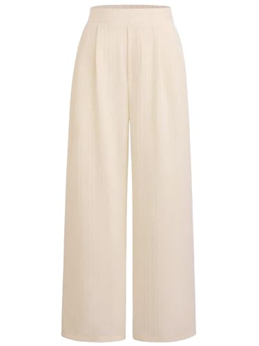 Women Wide Leg Dress Pants 2025 Mid Waisted Pleated Business Casual Trousers Office Work Palazzo Pants