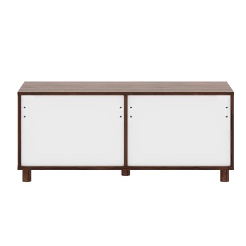 Image of Wakefit TV Unit | 1 Year Warranty | TV Stand Table, TV Unit for Living Room, TV Cabinet, Cabinet Engineered Wood with Drawer & 2 Close Shelves (Allie, Columbian Walnut & Pumic Grey)