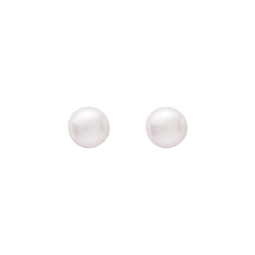 14K Yellow Gold Round White Freshwater Cultured Pearl Sorority Sister Stud Earrings - 7Mm-7.5Mm #TOP4