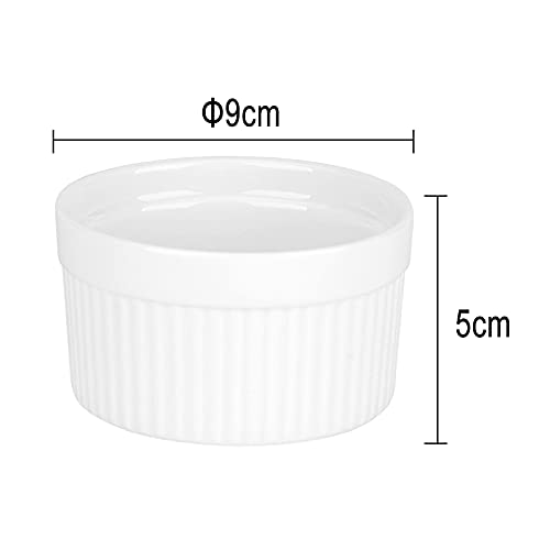 32nd Ceramic Porcelain Ramekin Set, 6 Piece Ovenproof Baking Dish 9cm Diameter - White - Image 4