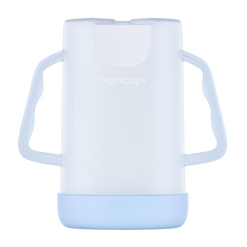 Image of Momcozy Baby Pouch Holder No Squeeze, Baby Food & Juice Box Holder, Mess-Free, Easy Grip for Self-Feeding, BPA-Free & DEHP-Free, Must-Have for Babies, Blue
